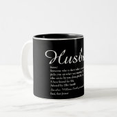 Worlds Best Husband Definition Script Fun Zweifarbige Tasse (Vorderseite Links)