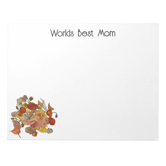 Worlds Best Mama Note Pad mit Poppies Notizblock (Vorderseite)