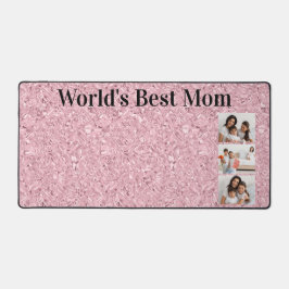 World's Best Mom Blush Pink Gemstone 3 Photo Schreibtischunterlage