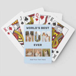 World's Best Mom Custom 6 Photo Blue Poker Cards Spielkarten
