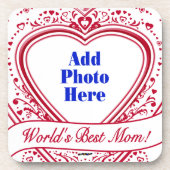World's Best Mom! Foto von Red Hearts Getränkeuntersetzer (Vorderseite)