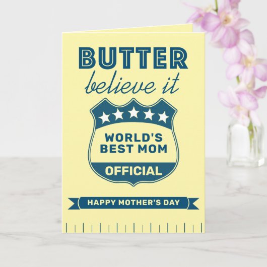 World's Best Mom Funny Butter Stick Mother's Day Karte (Orchidee)