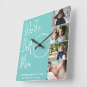 World's Best Mom Mother's Day Photo Square Wall Cl Quadratische Wanduhr (Winkel)