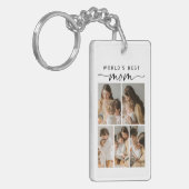 World's Best Mom Photo Collage Script Keepsake Schlüsselanhänger (Vorderseite links)