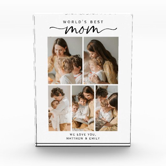 World's Best Mom Photo Collage Script Photo Block (Vorderseite)