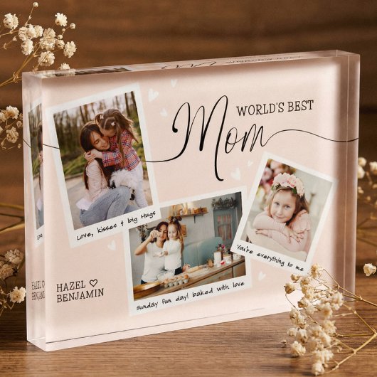 World's Best Mom Script Photo Collage Mother's Day Fotoblock