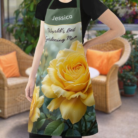 World's Best Mom Yellow Roses Garden Lover Kitchen Schürze