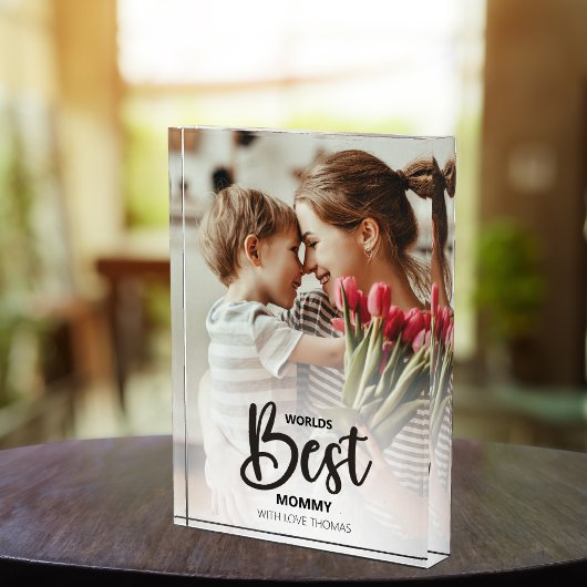 Worlds Best Mommy Photo with White Writing Fotoblock