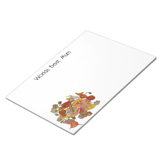 Worlds Best Mum Note Pad mit Poppies Notizblock (angewinkelt)
