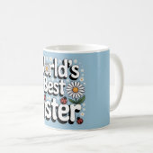 World's Best Sister Graphic: Retro Daisy & Ladybug Kaffeetasse (VorderseiteRechts)