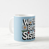 World's Best Sister Graphic: Retro Daisy & Ladybug Kaffeetasse (Vorderseite Links)