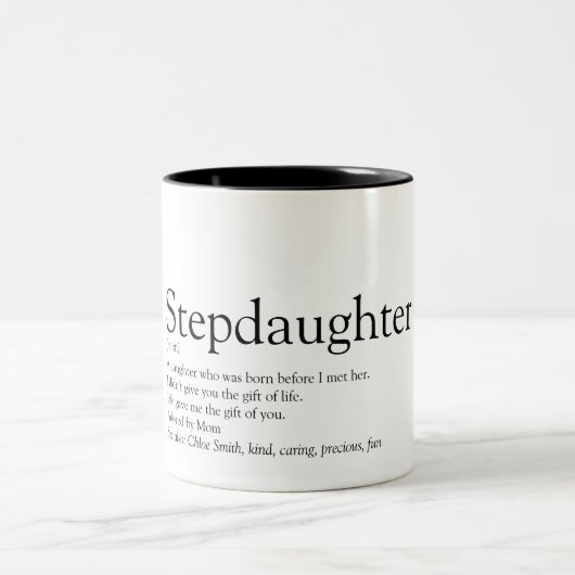 World's Best Stepdaughter Definition Fun Modern Zweifarbige Tasse (Mittel)