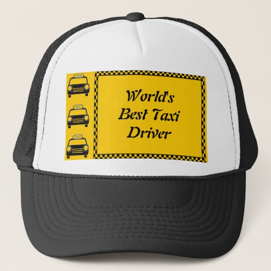 Worlds Best Taxi Driver Checkerboard Hat Truckerkappe (Vorderseite)