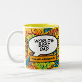 World's Best Vater Daddy Pater Fun Comic Book Zweifarbige Tasse (Links)