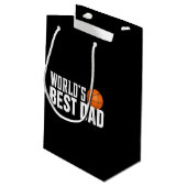 World's Best Vater Typografy Basketball| Geschenkt Kleine Geschenktüte (Rückseite Schrägansicht)