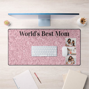 Worlds Beste Mutter Blush Pink Edelstein 3 Foto Schreibtischunterlage