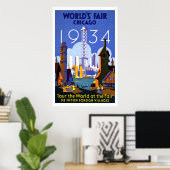 "World's Fair, Chicago 1934" Vintag Poster (Heimbüro)