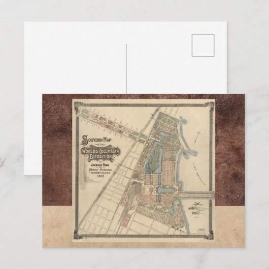 World's Fair Chicago Souvenir Map, 1893 Postkarte (Vorne/Hinten)