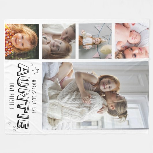 Worlds Greatest Auntie Trendy Photo Strip Fleecedecke (Vorderseite (Horizontal))