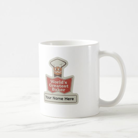 World's Greatest Baker Retro Cartoon Custom Mug Kaffeetasse (Rechts)