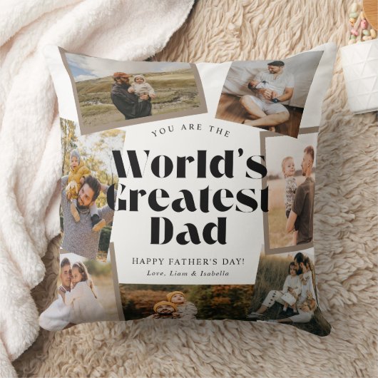 World's Greatest Dad Bold Retro 7 Photo Collage Kissen (Decke)