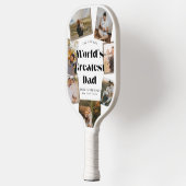 World's Greatest Dad Bold Retro 7 Photo Collage Pickleball Schläger (Links)