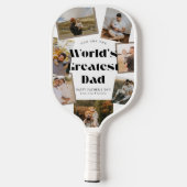 World's Greatest Dad Bold Retro 7 Photo Collage Pickleball Schläger (Rückseite)