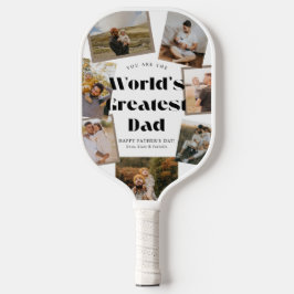 World's Greatest Dad Bold Retro 7 Photo Collage Pickleball Schläger