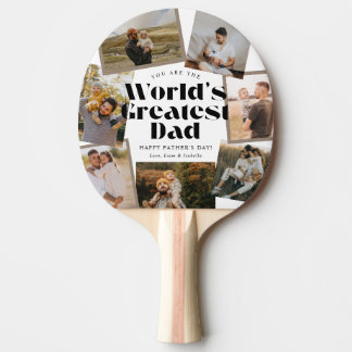 World's Greatest Dad Bold Retro 7 Photo Collage Tischtennis Schläger