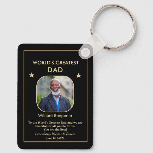World's Greatest Dad Father Photo Custom   Schlüsselanhänger (Rückseite)