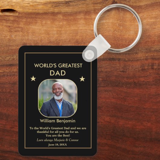 World's Greatest Dad Father Photo Custom   Schlüsselanhänger (Rückseite)