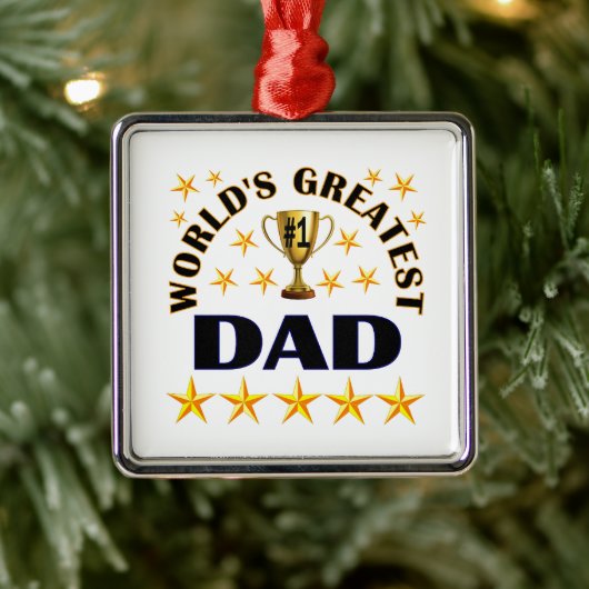 World's Greatest Dad, gold stars, Ornament Aus Metall (Baum)
