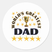 World's Greatest Dad, gold stars, Runder Aufkleber (Vorderseite)