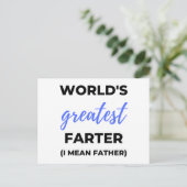 World's Greatest Farter I Mean Father bl Feiertagspostkarte (Stehend Vorderseite)