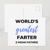 World's Greatest Farter I Mean Father bl Feiertagspostkarte (Vorne/Hinten)