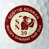 'World's Greatest Golf Dad' deep-red logo Golfball