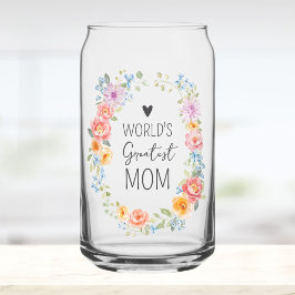 World's Greatest Mom Custom Quote Colorful Floral Dosenglas