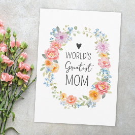 World's Greatest Mom Flower Wreath Mother's Day Karte