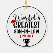 World's Greatest Son In Law Trophy Name Keramik Ornament (Hinten)