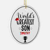 World's Greatest Son Trophy Name Keramik Ornament (Rechts)