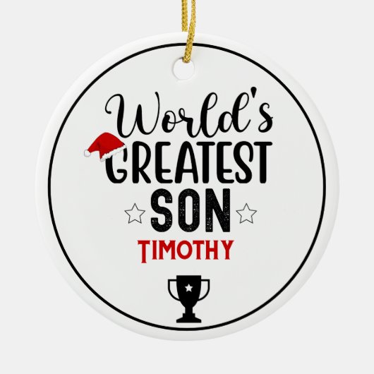 World's Greatest Son  Trophy Name Keramik Ornament (Vorne)