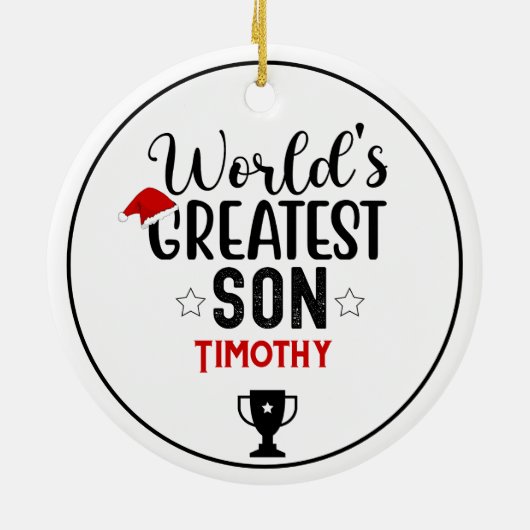 World's Greatest Son Trophy Name Keramik Ornament (Hinten)