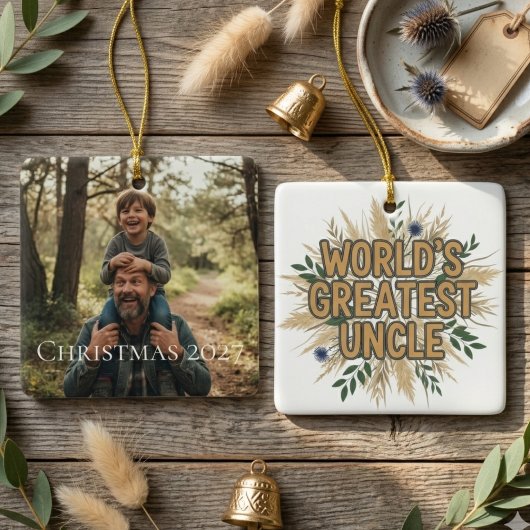 World's Greatest Uncle Pampas Grass Floral Keramikornament