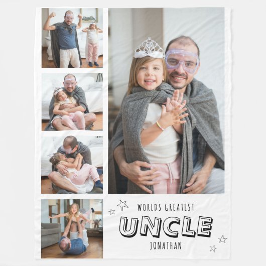 Worlds Greatest Uncle Trendy Photo Strip Fleecedecke (Vorderseite)