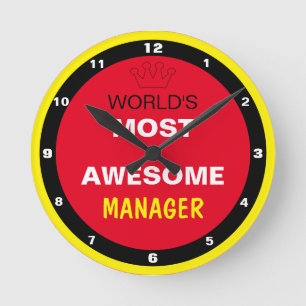 Worlds Most Awesome - MANAGER / the best one Runde Wanduhr