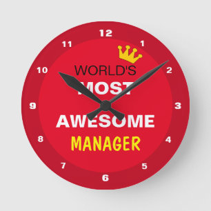 Worlds Most Awesome - MANAGER / the best one Runde Wanduhr