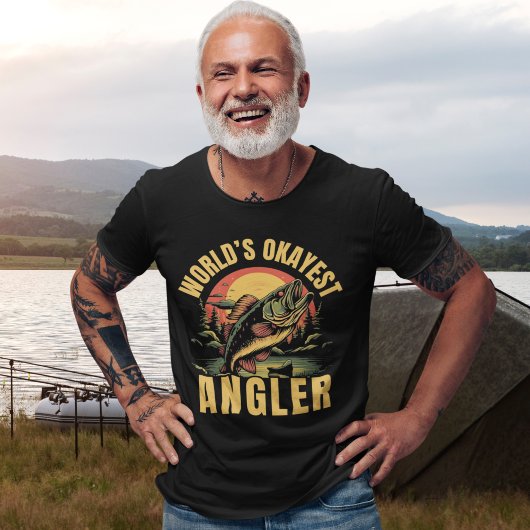 World's Okayest Angler - Funny Fishing Gift T-Shirt