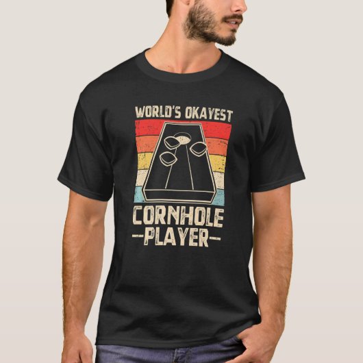 Worlds Okayest Cornhole Player Retro Cornhole Bean T-Shirt (Vorderseite)