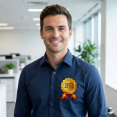 World's Okayest Employee | Funny Gold Medal Award Button