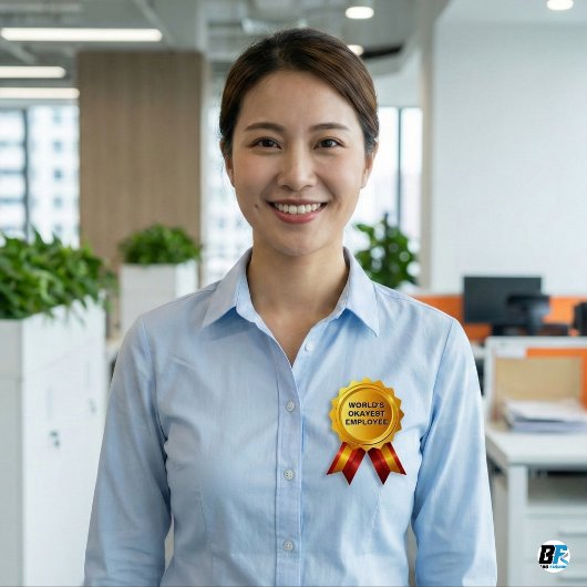 World's Okayest Employee | Funny Gold Medal Award Button